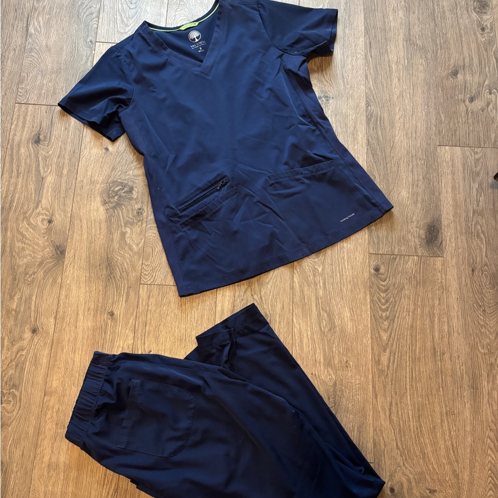 Healing Hands Navy Blue Scrub Set